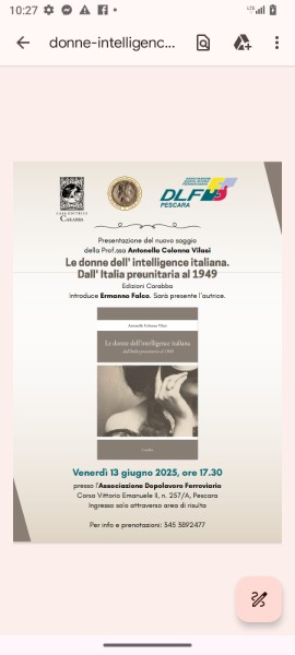 Presentazione libro della prof.ssa Antonella Colonna Vilasi sulle donne dell' intelligence italiana 