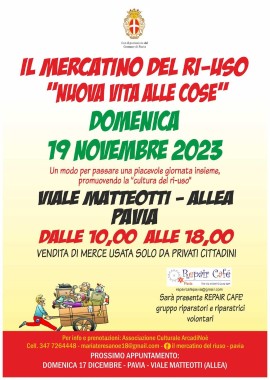 Appuntamento a Pavia: domenica 19 Novembre torna il Mercatino del Ri-Uso Nuova Vita alle Cose