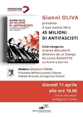 Lo storico Gianni Oliva presenta il suo ultimo libro al Circolo dei Lettori di Torino 