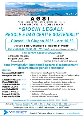 A Napoli il 19 giugno il convegno AGSI. Tra gli ospiti il Rettore dell’Università AUGE, Giuseppe Catapano