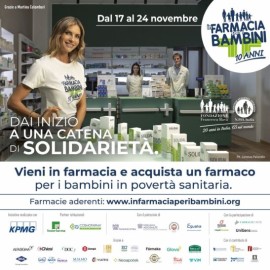  Glovo insieme a Fondazione Francesca Rava per l’iniziativa nazionale “In Farmacia per i Bambini” che si terrà  dal 17 al 24 novembre nelle farmacie aderenti in tutta Italia