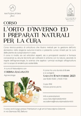 L’orto d’inverno ed i preparati naturali per la cura, il corso al via presso Naturalpina Dolomiti a Belluno