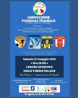 Casalnuovo di Napoli: in memoria di Pasquale Feliciello, vittima innocente di camorra, un quadrangolare di calcio con tanti ragazzi
