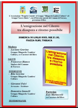 Domenica 30 luglio 2023, ore 21 in Piazza Olmo a Torraca: 