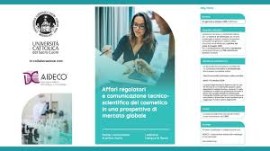Al via la prima edizione del Master universitario di I livello in “Affari regolatori e comunicazione tecnico-scientifica del cosmetico in una prospettiva di mercato globale”, in collaborazione con AIDECO e con il supporto di Cosmetica Italia