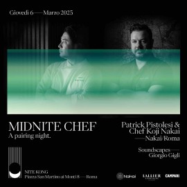 Proseguono le MidNite Chef Pairing Nights al Nite Kong con la cucina d’autore. Prossimo appuntamento giovedì 6 marzo con lo chef Koji Nakai