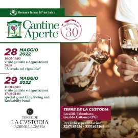 Cantine Aperte 2022, Terre de La Custodia apre le porte nel week end di sabato 28 e domenica 29 maggio 