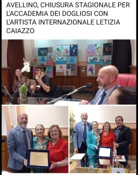 AVELLINO, CHIUSURA EVENTI STAGIONALI PER L'ACCADEMIA DEI DOGLIOSI CON L'ARTISTA INTERNAZIONALE LETIZIA CAIAZZO