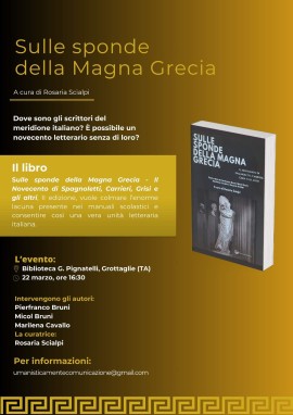 Sulle sponde della magna Grecia, venerdì 22 marzo a Grottaglie, con Pierfranco Bruni