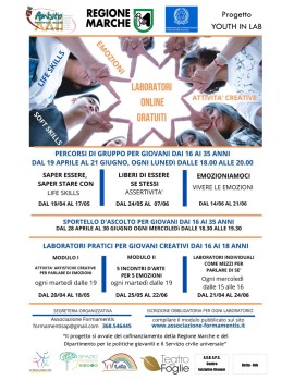  “Youth in lab”: laboratori gratuiti on line per giovani dai 16 ai 35 anni