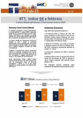 UVET in collaborazione con il Centro Studi Promotor lancia l'indice mensile sul Business Travel
