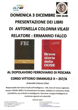 Convegno a Pescara sull' intelligence domenica 3 dicembre con Antonella Colonna Vilasi 