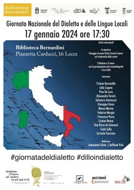 Giornata del dialetto, incontro alla Biblioteca Bernardini di Lecce