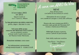 Solidarietà: Cena benefica per l'assistenza gratuita ai malati oncologici e ai loro familiari