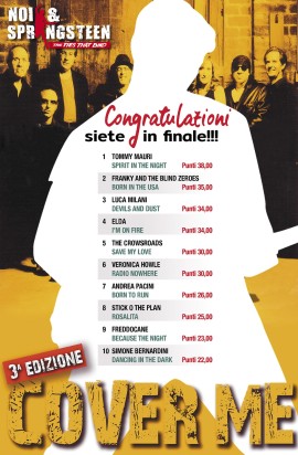 “COVER ME”: ecco la classifica delle 10 band finaliste del primo e unico contest italiano dedicato a Bruce Springsteen  