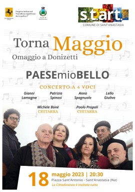 S.T.ART. continua la sua corsa con un nuovo evento: “Torna Maggio” concerto a quattro voci dei Paese Mio Bello, omaggio a Gaetano Donizetti