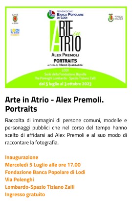 Mostra Portraits di Alex Premoli presso Arte in Atrio