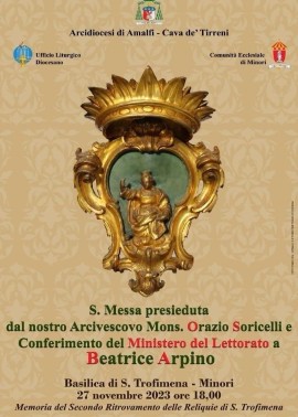 Basilica di Santa Trofimena: sarà conferito il Ministero del Lettorato alla prof.ssa Beatrice Arpino