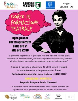 Ancora aperte le iscrizioni al corso di formazione teatrale del progetto “Youth in lab”