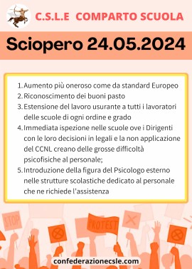 Sciopero 24.05.2024 C.S.L.E Scuola