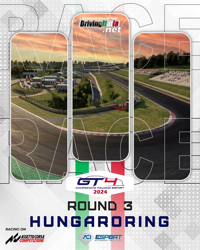 Campionato Italiano & Coppa Italia GT4 ACI ESport: martedi 5 e giovedi 7 round 3 live all'Hungaroring