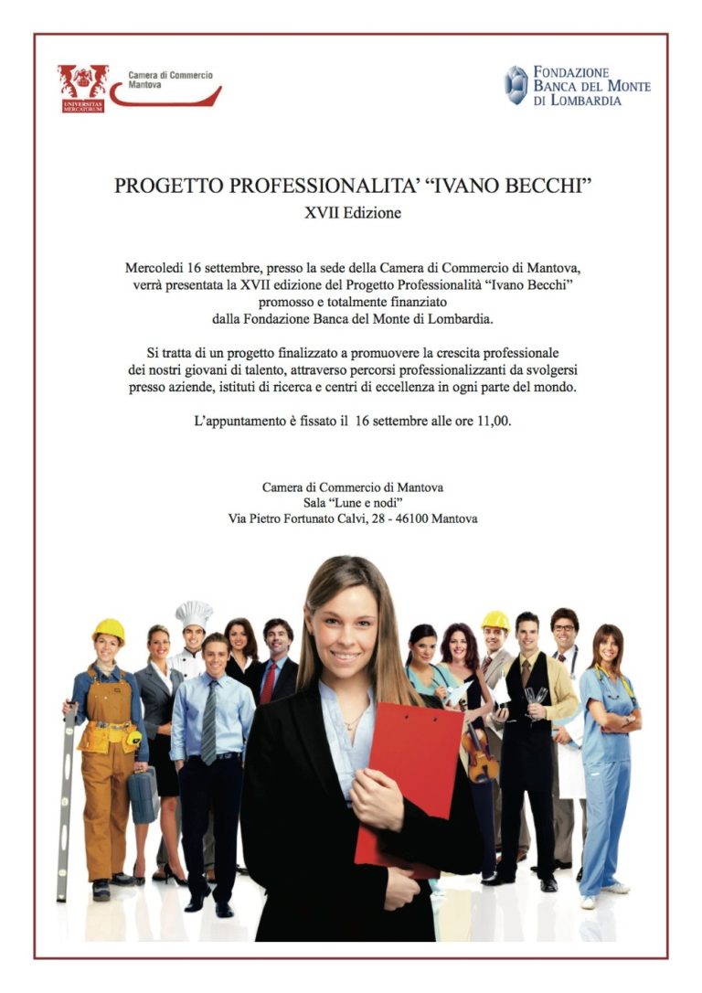 Mercoledì 16 settembre alla Camera di Commercio di Mantova presentazione del bando Progetto Professionalità 2015/2016