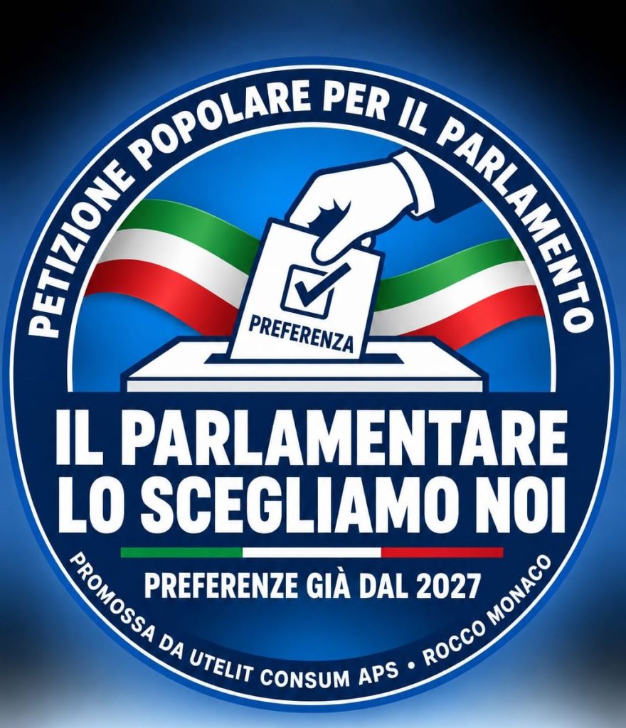 Grafica della petizione UTELIT CONSUM APS per il voto di preferenza e la scelta dei parlamentari.