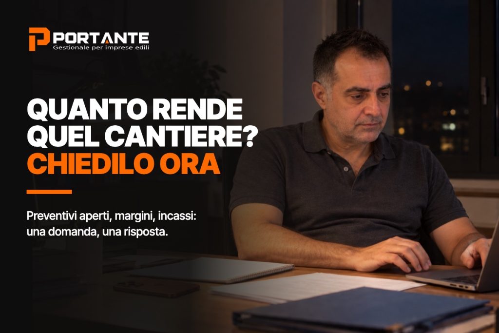 Nicola Busca, fondatore di Portante, al computer in ufficio