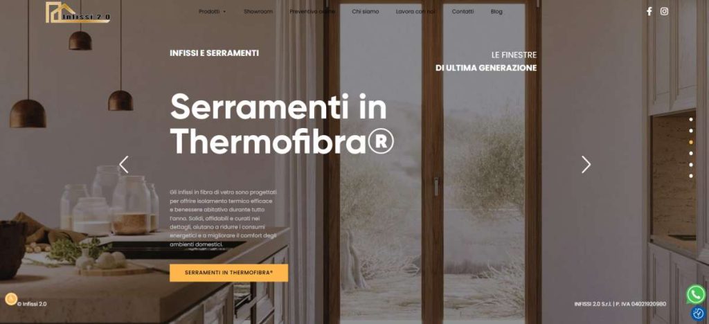 schermata home page sito nuovo Infissi 2.0 srl